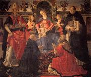GHIRLANDAIO, Domenico Madonna and Child Enthroned between Angels and Saints oil